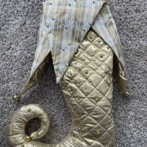 Festive Gold Stocking with Plaid Trim